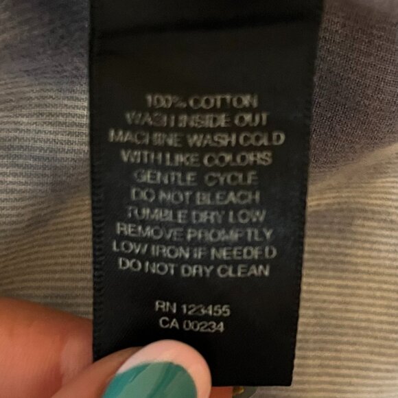 Design Lab Lord and Taylor Acid Wash Blue Flannel with Cropped Sleeves - Picture 8 of 8